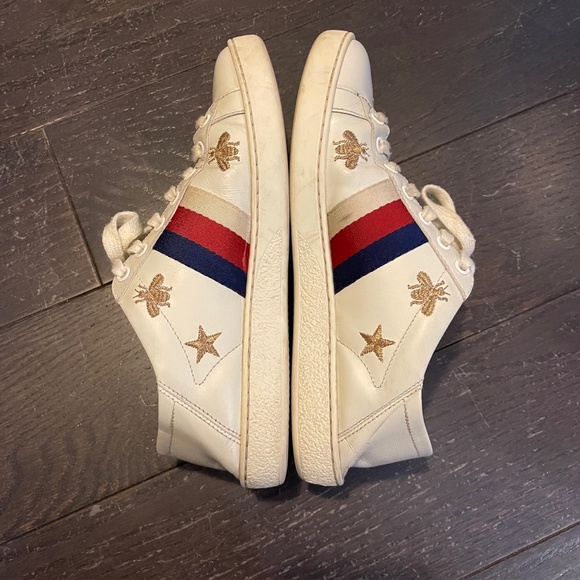 GUCCI Ace Bee Star White Leather shoe trainers Sneakers Ladies size 37 - Picture 8 of 10